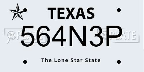 564N3P Texas License Plate