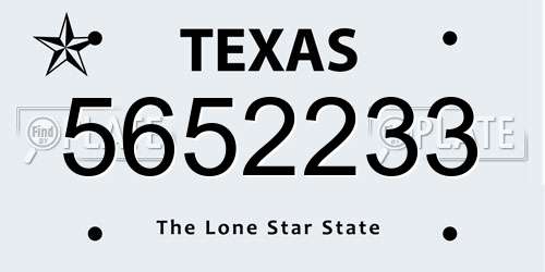 5652233 Texas License Plate