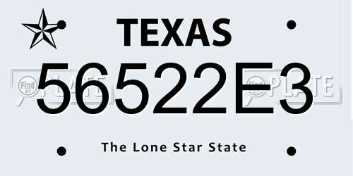 56522E3 Texas License Plate