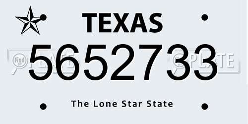 5652733 Texas License Plate