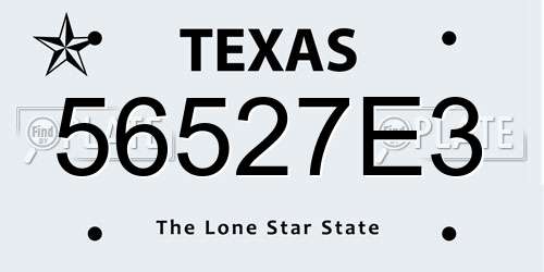 56527E3 Texas License Plate