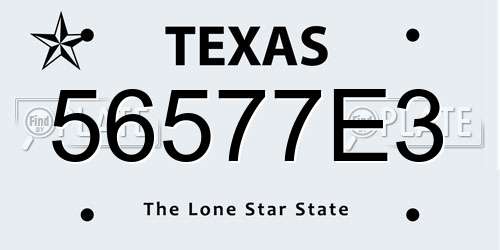 56577E3 Texas License Plate