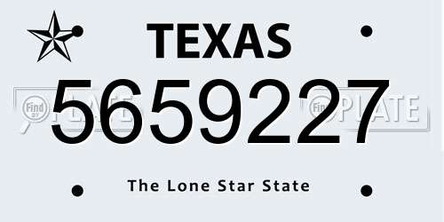 5659227 Texas License Plate
