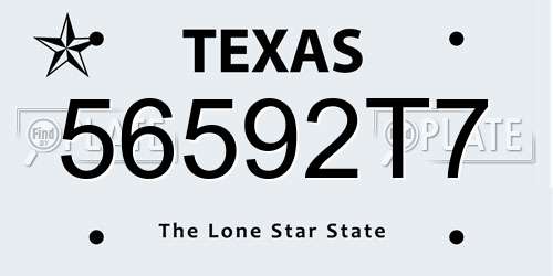 56592T7 Texas License Plate