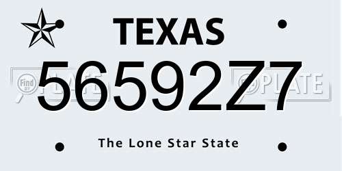 56592Z7 Texas License Plate