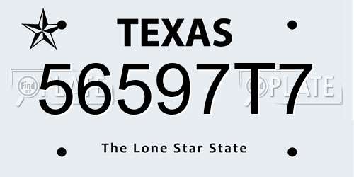 56597T7 Texas License Plate