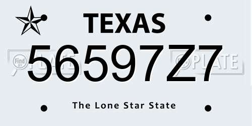 56597Z7 Texas License Plate