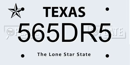565DR5 Texas License Plate