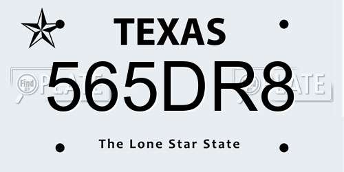 565DR8 Texas License Plate