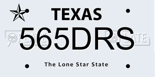 565DRS Texas License Plate