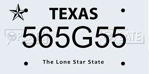 565G55 Texas License Plate