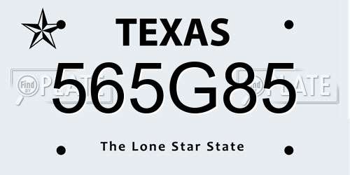 565G85 Texas License Plate