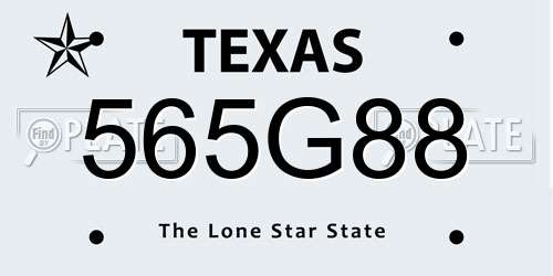 565G88 Texas License Plate