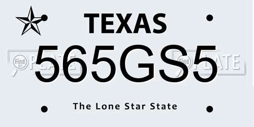 565GS5 Texas License Plate