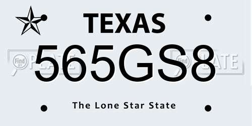 565GS8 Texas License Plate