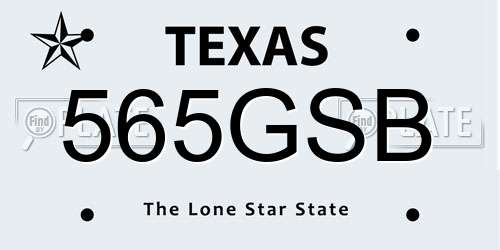 565GSB Texas License Plate