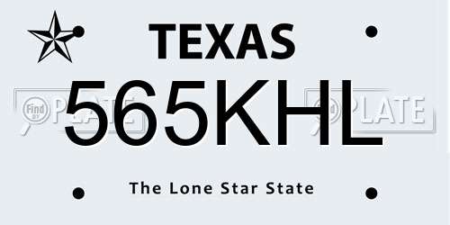 565KHL Texas License Plate
