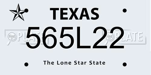 565L22 Texas License Plate