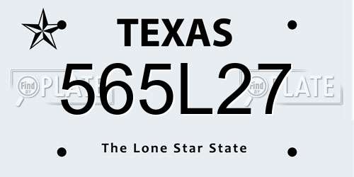 565L27 Texas License Plate