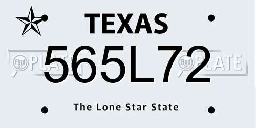 565L72 Texas License Plate