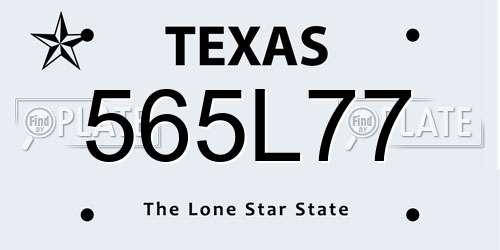 565L77 Texas License Plate