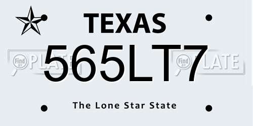 565LT7 Texas License Plate