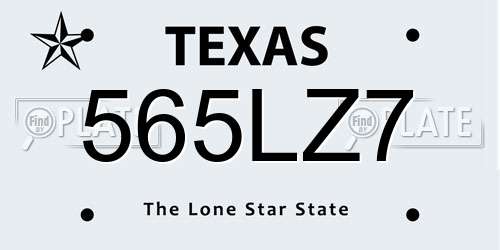 565LZ7 Texas License Plate