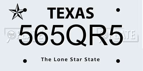 565QR5 Texas License Plate