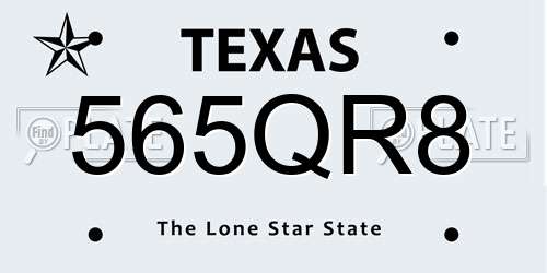 565QR8 Texas License Plate