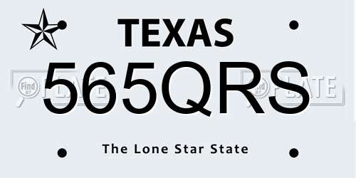 565QRS Texas License Plate