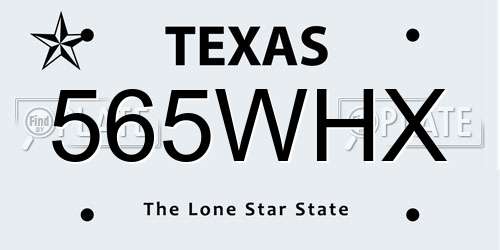 565WHX Texas License Plate