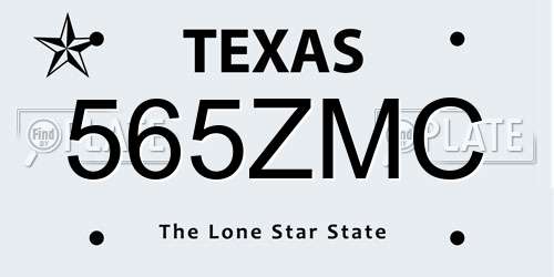 565ZMC Texas License Plate