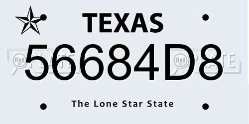 56684D8 Texas License Plate