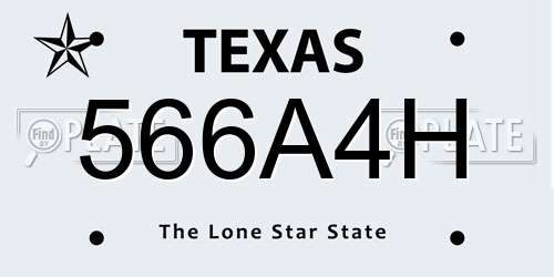 566A4H Texas License Plate