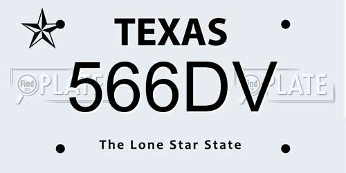 566DV Texas License Plate
