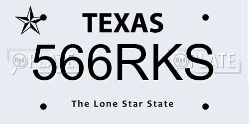 566RKS Texas License Plate