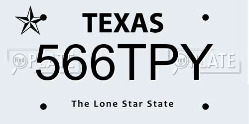 566TPY Texas License Plate