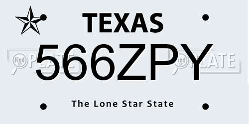 566ZPY Texas License Plate