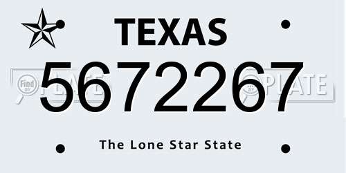 5672267 Texas License Plate