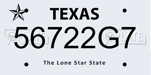 56722G7 Texas License Plate
