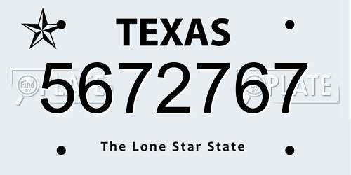 5672767 Texas License Plate