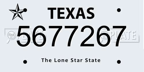 5677267 Texas License Plate