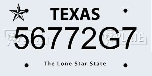 56772G7 Texas License Plate