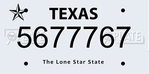 5677767 Texas License Plate