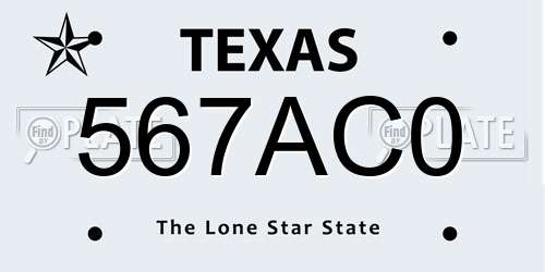 567AC0 Texas License Plate