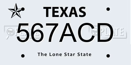 567ACD Texas License Plate