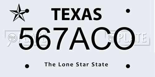 567ACO Texas License Plate