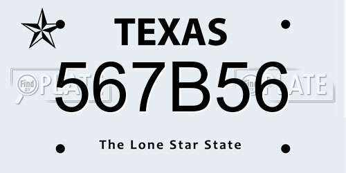 567B56 Texas License Plate