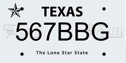 567BBG Texas License Plate