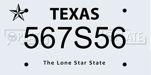 567S56 Texas License Plate